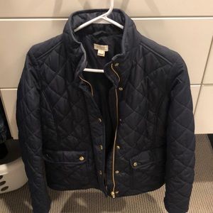 Jcrew factory quilted jacket xs navy